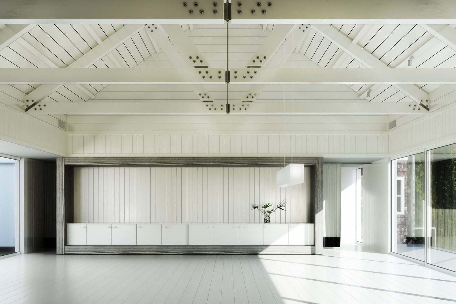 Elegancka sala bankietowa w neutralnych kolorach z miękkim oświetleniem
